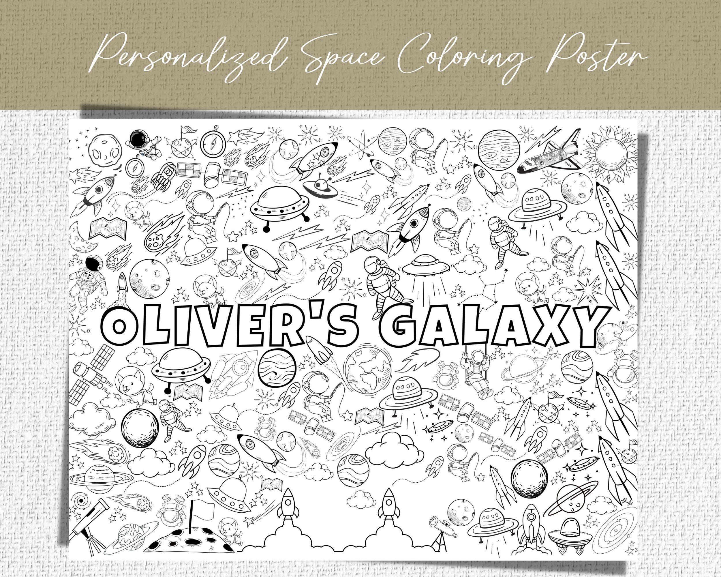 Personalized Space Coloring Poster | GIANT Coloring Poster for Kids ...
