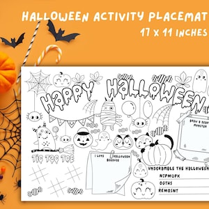 Halloween Activity Placemat for Kids: Coloring Page (Digital Download)