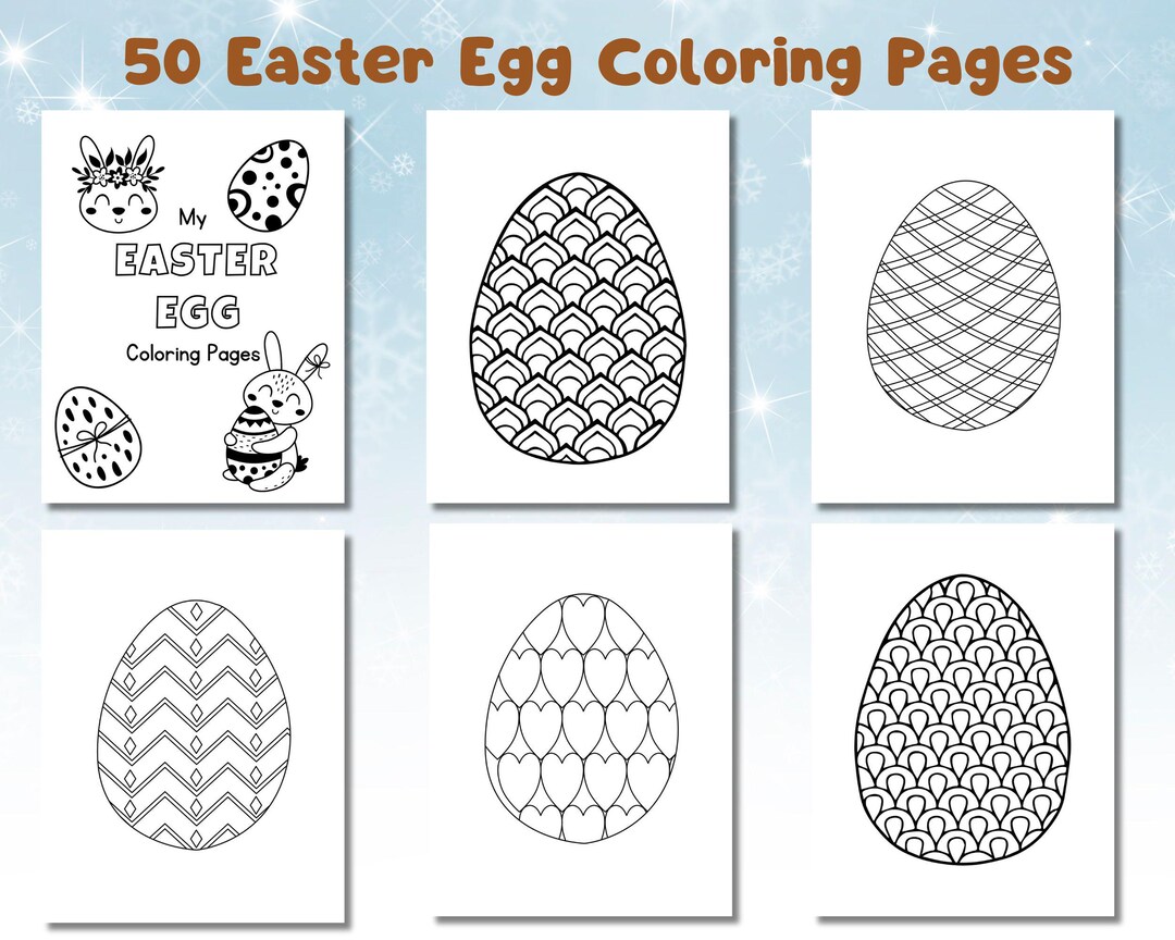 50 Easter Egg Coloring Pages for Kids: Printable Holiday Activity (PDF ...