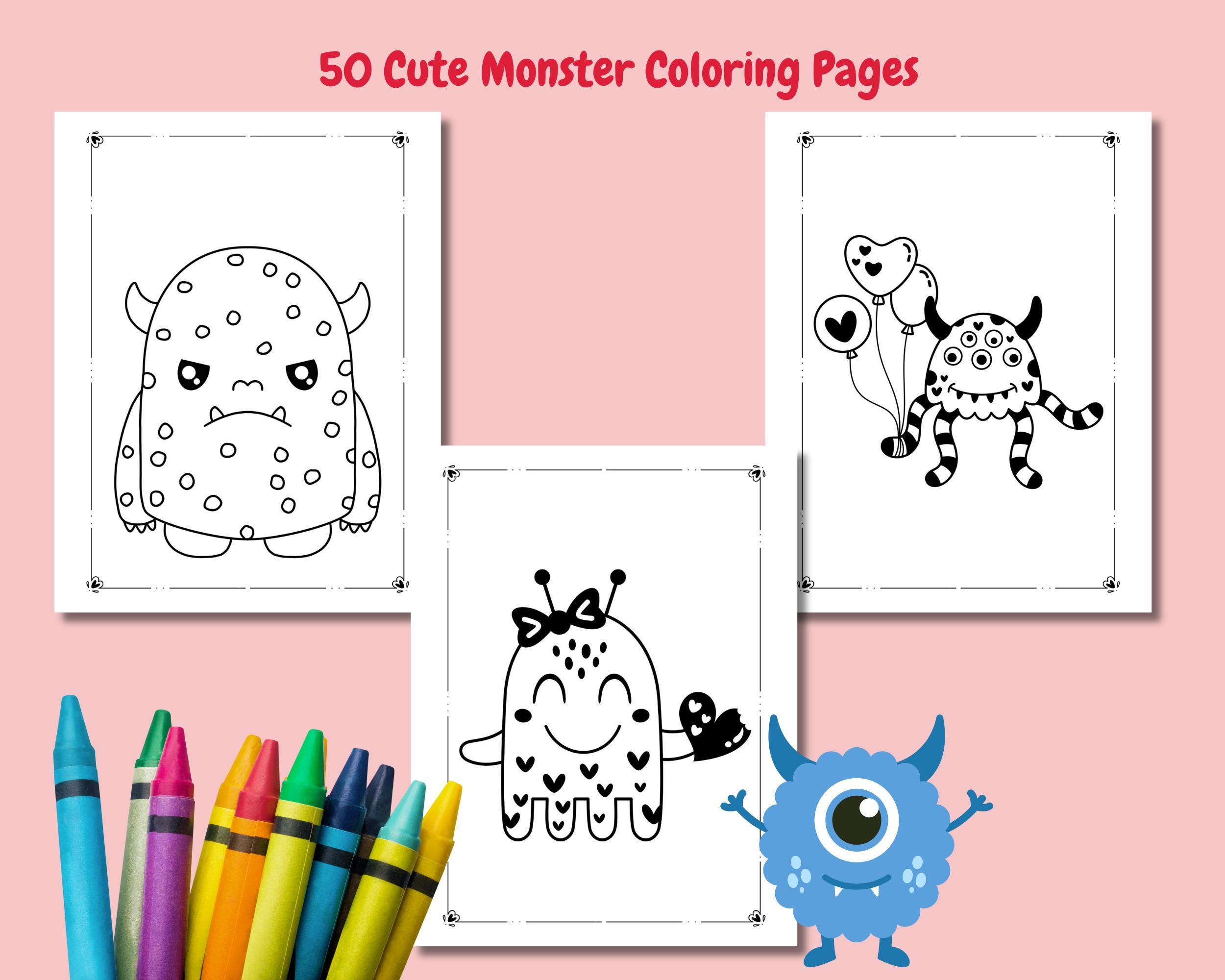 50 Cute Monster Coloring Pages for Kids | Printable Fantasy Art ...