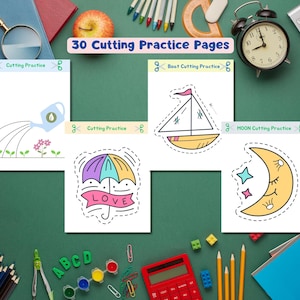 30 Scissor Skills cutting worksheets for children | Scissor Skills cutting for preschoolers | Scissor cutting practice worksheets for kids