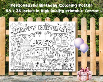 XXL Giant Birthday Coloring Poster: Personalized Birthday Activity (Digital Download)