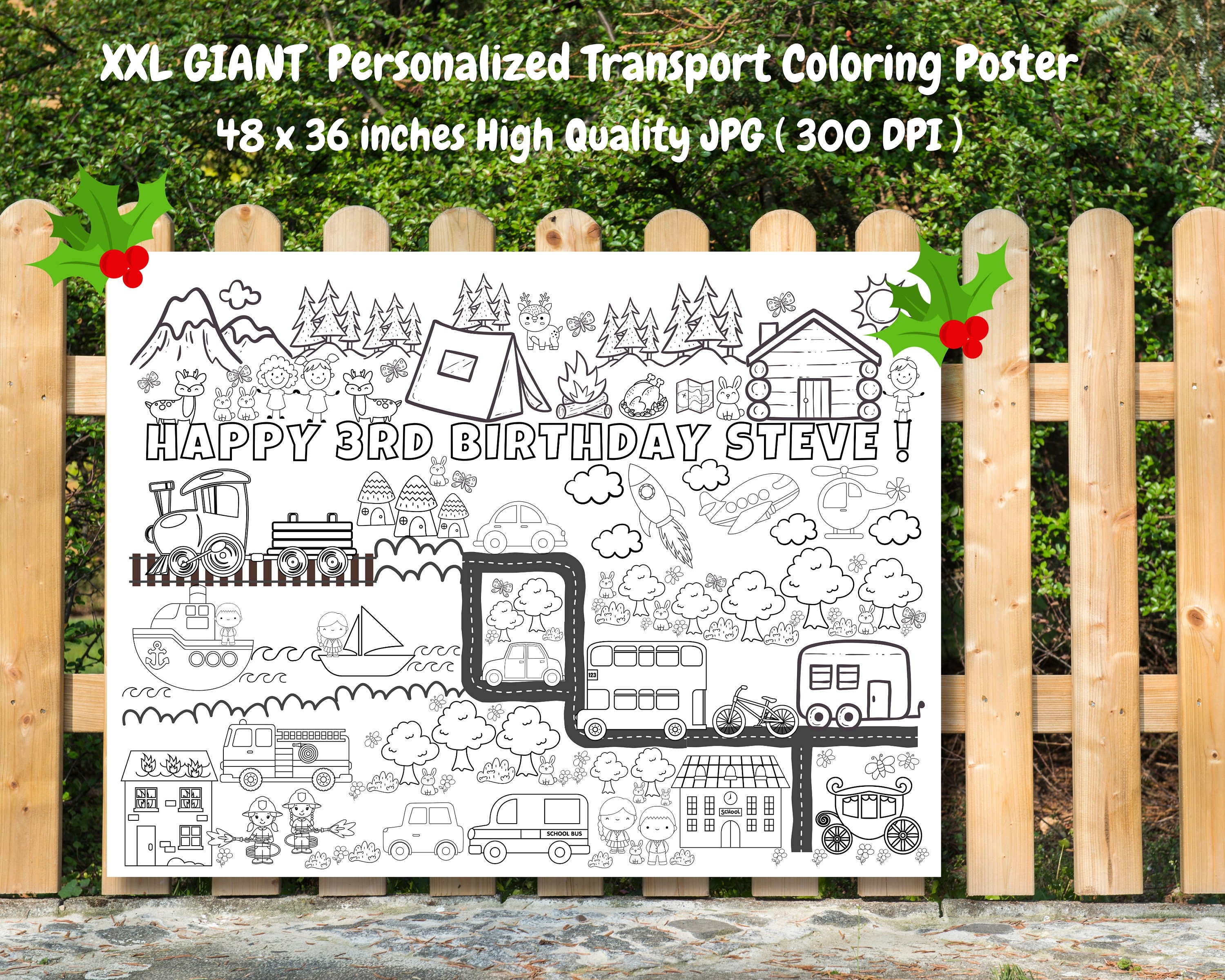 Giant Colouring Poster "transportation" XXL Giant Personalized ...