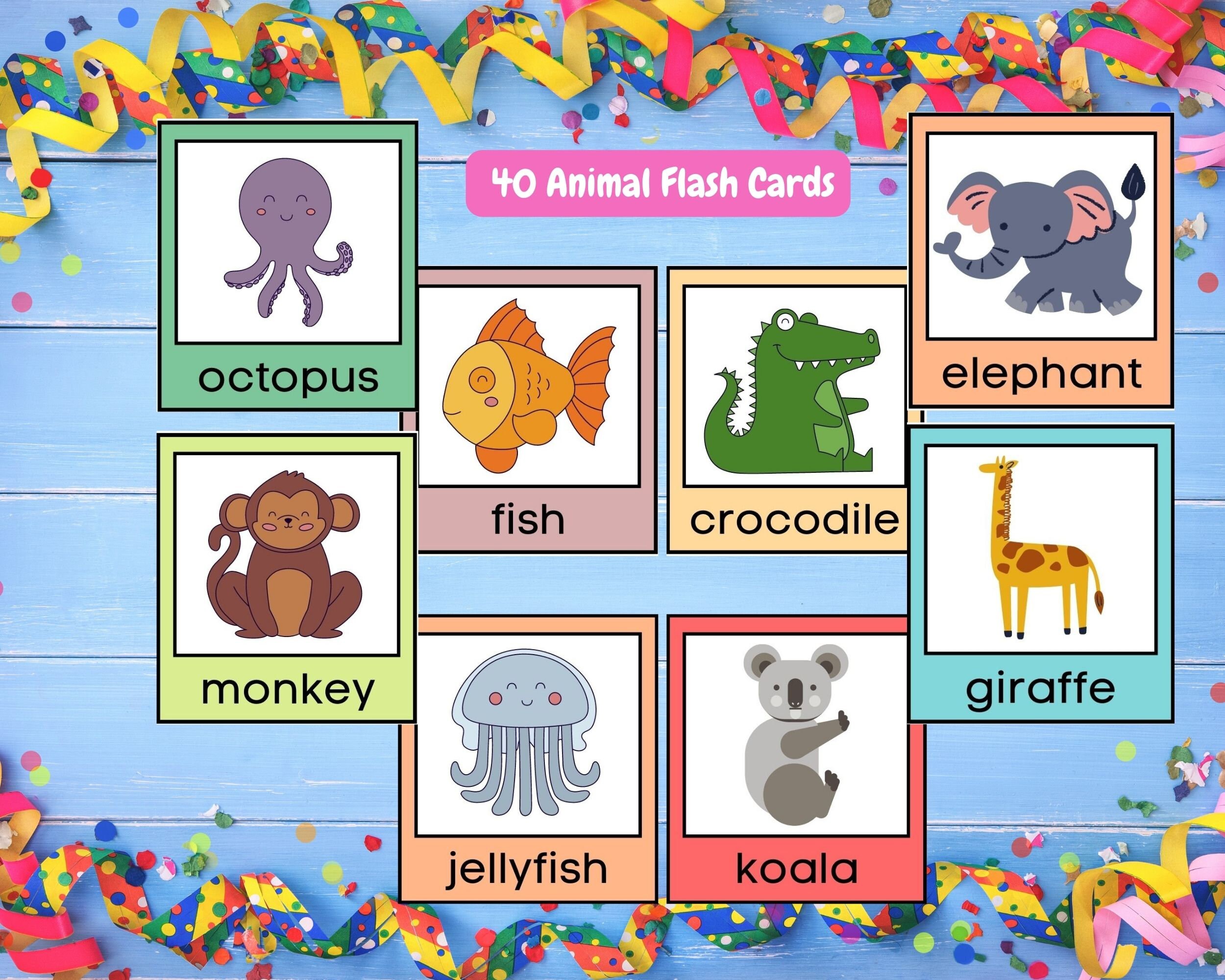40 Animal Flash Cards Printable Animal Flash Cards Montessori Animal ...