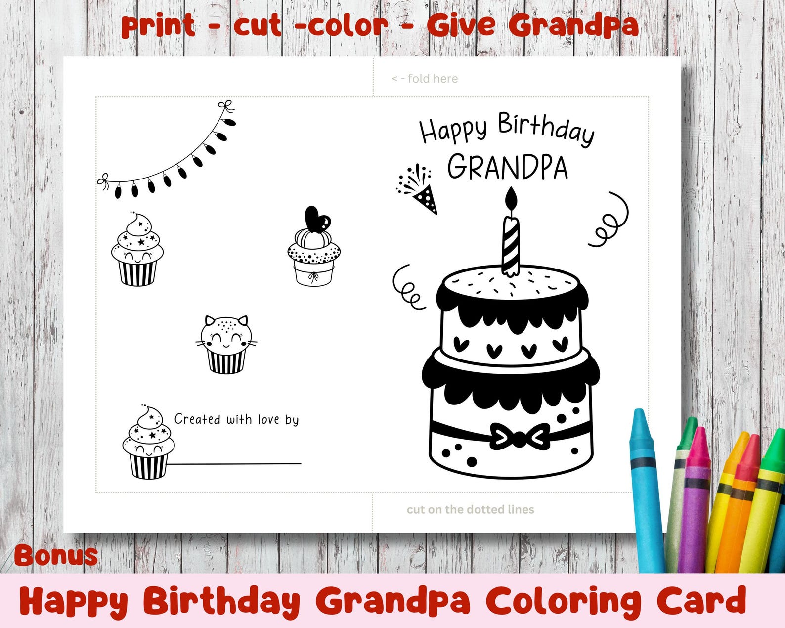 Grandpa Birthday Coloring Page: Fill-in Activity Sheet (digital ...