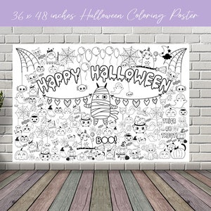 Póster gigante XXL para colorear de Halloween / Póster gigante para colorear para niños / Póster para colorear de Halloween / Juego de actividades para colorear de Halloween
