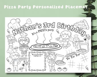 Personalized Pizza Birthday Placemat: Kids Party Activity (Printable)