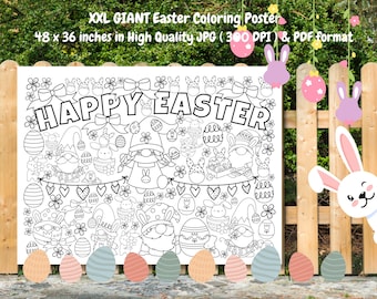 Giant Easter Coloring Poster for Kids: 48x36 Activity Game (PDF & JPG Download)