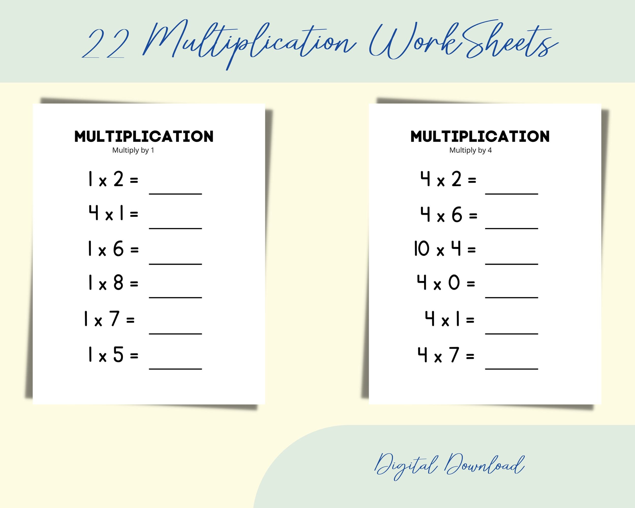 22 Multiplication Worksheets for Kids Numbers 0 - 10 Tables ...