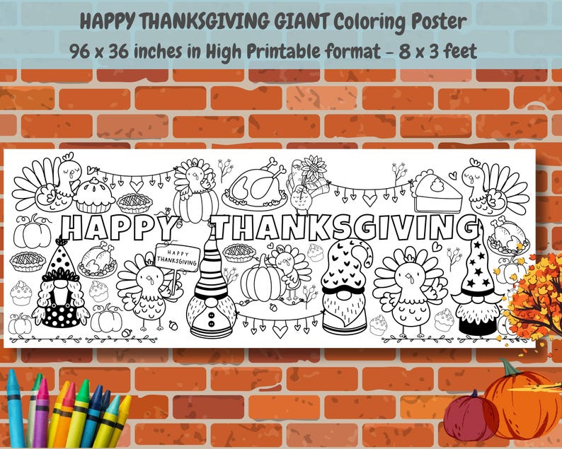 Happy Thanksgiving Giant Poster GIANT Thansgiving Coloring Poster for