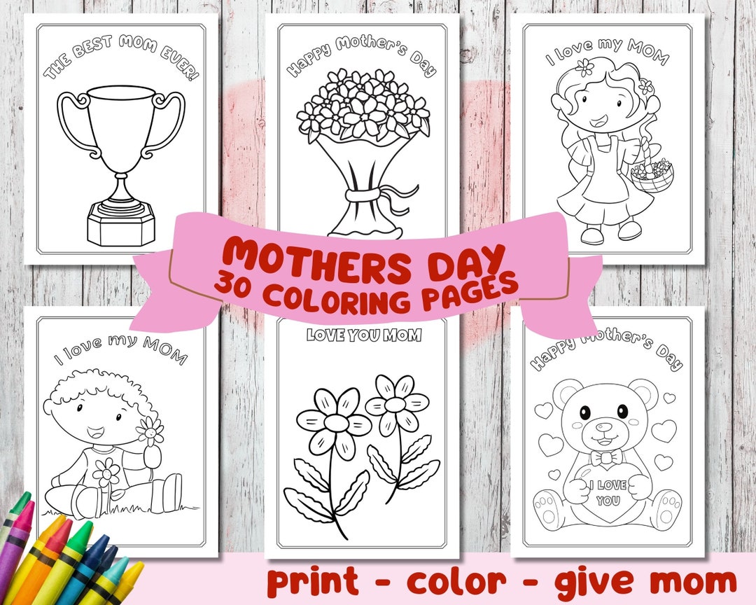 30 Mother's Day Coloring Pages for Kids (printable PDF) - Etsy