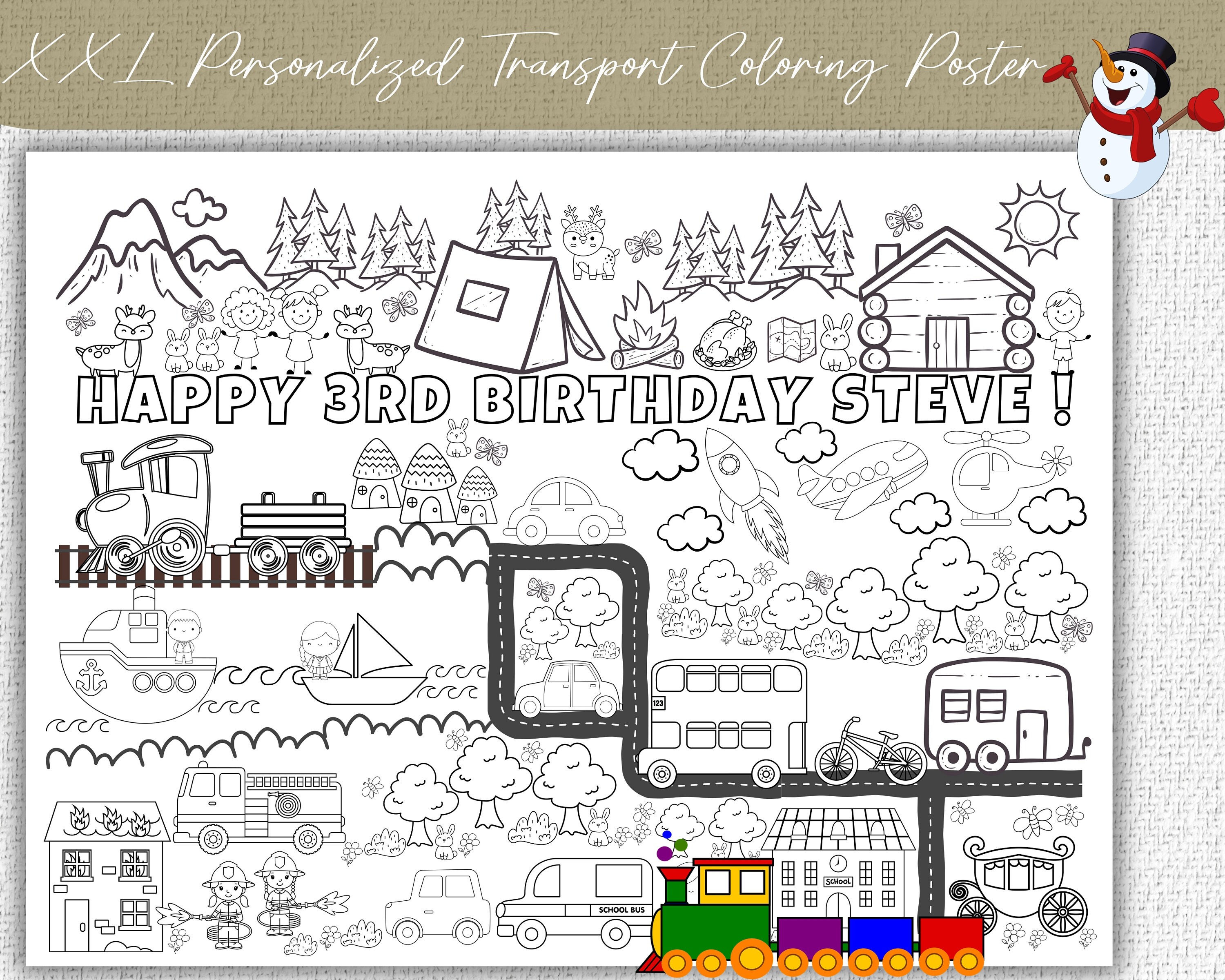 Giant Colouring Poster "transportation" XXL Giant Personalized ...