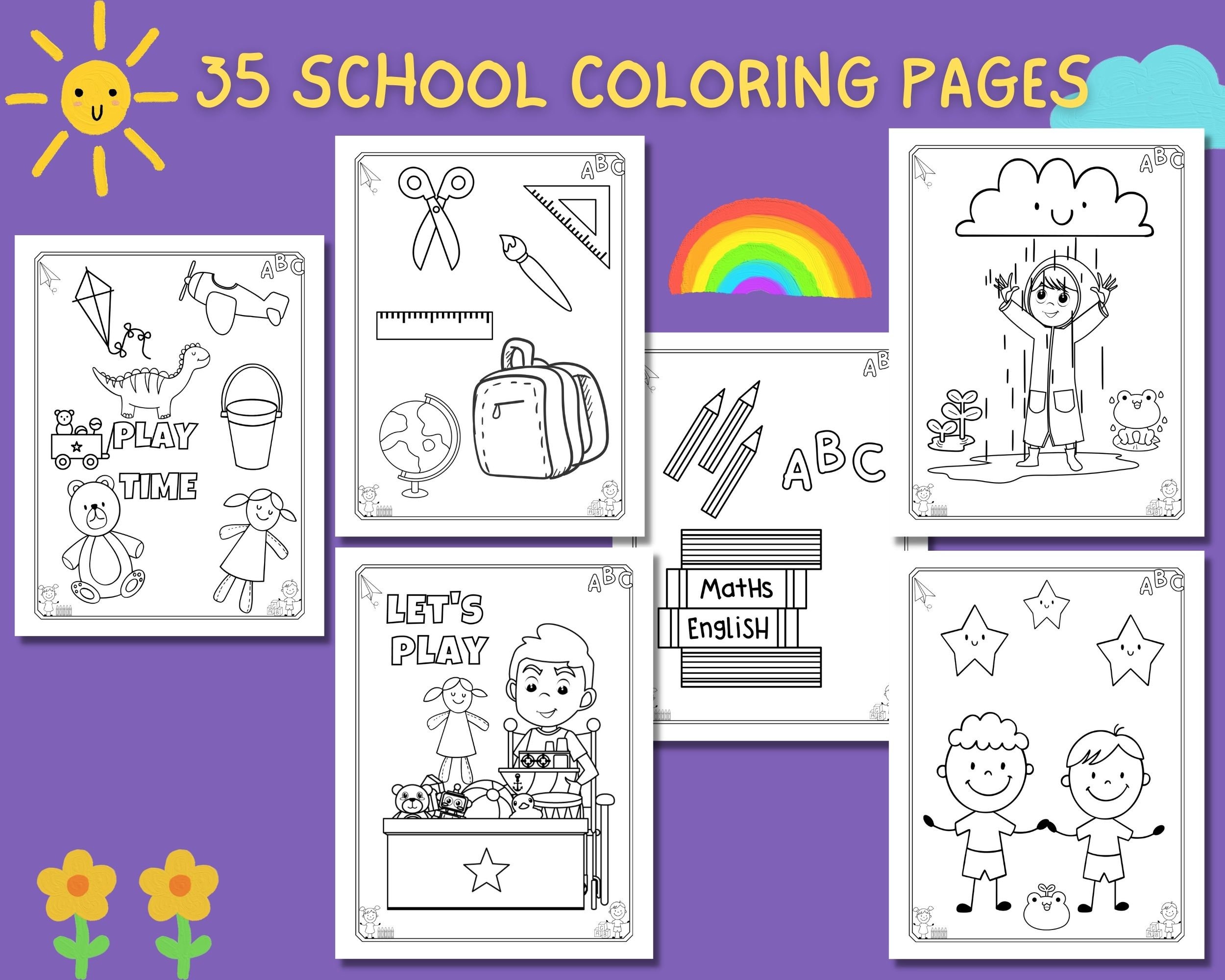 35 School Coloring Pages for Preschoolers School Printable - Etsy