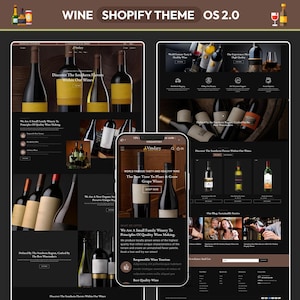 May include: A website mockup for a winery featuring a dark background with images of wine bottles and text that reads "Discover the Southern Flavors Within Our Wines" and "We Are A Small Family Winery To Principles Of Quality Wine Making".