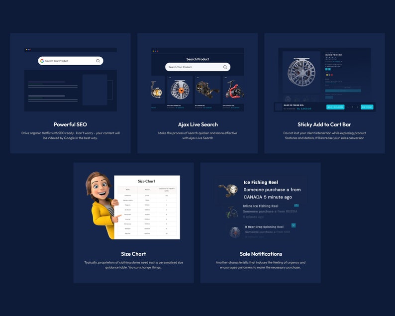 Fishing equipment ecommerce website built with Shopify theme