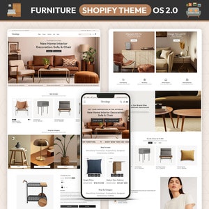 Minimalistyczna strona internetowa Shopify z wystrojem wnętrz | Motyw Shopify dla mebli | Strona internetowa z meblami biurowymi | Motyw mebli do wnętrz | Nowoczesny motyw Shopify