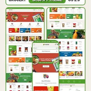 Food Shopify Theme, Grocery Store Website Template, Modern Grocery & Market Shopify Design, Minimal Food Ecommerce Store