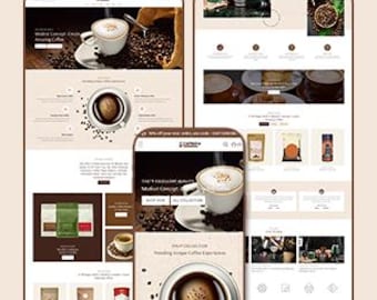 Modern Coffee Brand Website, Premium Cafe Shopify Theme, Stylish Coffee Shop Store Template, Minimal Beverage eCommerce Design