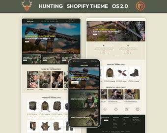 Outdoor Adventure Shopify Theme, Tactical Gear Store Template, Hunting Website Design, Camping & Hiking Ecommerce