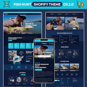 Fishing Shopify Theme homepage for fishing gear and tackle store