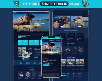 Fishing Shopify Theme, Outdoor Gear Store Template, Tackle Shop Website Design, Sports Ecommerce Theme
