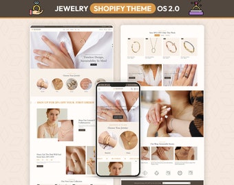 Minimalist Jewelry Shopify Theme, Luxury Jewelry Store Template, Diamond Boutique Website, Accessories Ecommerce Design
