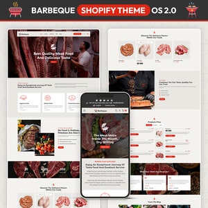 Meat & BBQ Shopify Theme | Restaurant Store Template | Grill and BBQ Shopify Website | Modern Food Ecommerce | Stylish Dining Shop Design