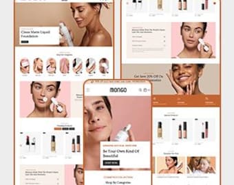 Skincare Store Template, Cosmetics Shopify Website, Organic Beauty Ecommerce, Modern Makeup Shop Design, Clean Beauty Shopify Theme
