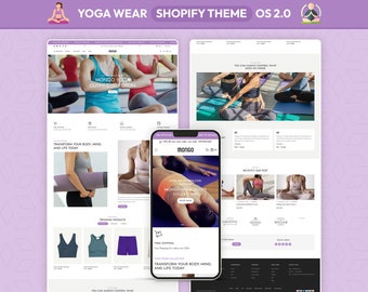 Yoga Shopify Theme, Sportswear Fitness Fashion, Modern Activewear Shopify Template, Minimalist Gym Ecommerce Design