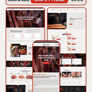 BBQ Shopify Theme, Restaurant Website Template, Meat Store Design, Grill Shop Theme, Food Store Shopify Template, Butcher Store