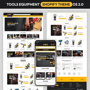 May include: A website homepage for a shop selling tools and equipment. The website features a banner with the text "SUMMER SALE GET THE MOST ESSENTIAL" and a variety of tools and equipment displayed in a grid format. The website also includes a search bar, a navigation menu, and a footer.