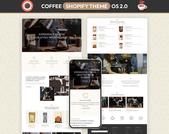 Coffee Shopify Theme, Minimalist Cafe Website Design, Modern Coffee Shop Template, Stylish Cafe Shopify Theme, Elegant Coffee Shopify