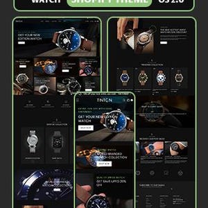 Luxury Watch Shopify Theme, Minimal Black Ecommerce Template, Modern Timepiece Store Design, Premium Wristwatch Website