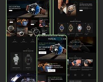Luxury Watch Shopify Theme, Minimal Black Ecommerce Template, Modern Timepiece Store Design, Premium Wristwatch Website