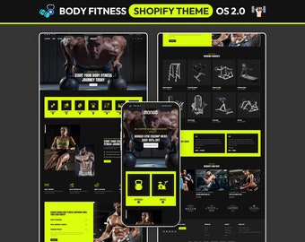 Fitness Shopify Theme, Gym Equipment Store Template, Workout Gear Website, Sports Nutrition Ecommerce Design