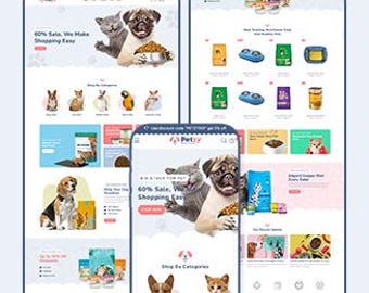 Pet Store Shopify Theme, Pet Supplies Website Template, Dog & Cat Shop Design, Pet Food Ecommerce Theme