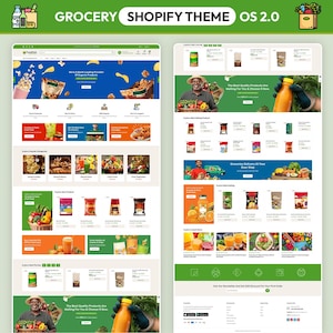 Food Shopify Theme | Grocery Store Website Template | Modern Grocery & Market Shopify Design | Minimal Food Ecommerce Store