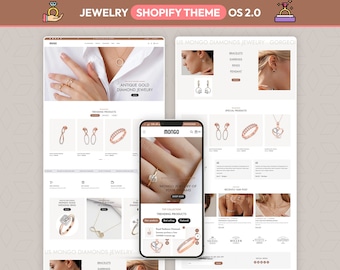 Jewelry Store Shopify Theme, Luxury Accessories Website Template, Rings Necklace Boutique Design, Modern Ecommerce Store