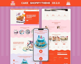 Bäckerei Shopify Theme, Minimalist Cake Shop Template, Dessert Shop Website Design, Gebäck & Brot Shopify Theme, Sweet Shop E-Handel
