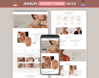 Jewelry Shopify Theme, Luxury Jewelry Store Template, Accessories Website Design, Boutique Ecommerce Theme, Necklace Shop