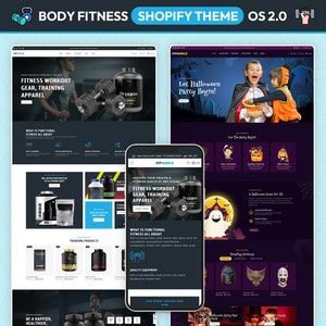 Fitness Shopify Theme, Gym Store Template, Halloween Shopify Website, Workout Ecommerce Design, Sports Store Shopify Theme