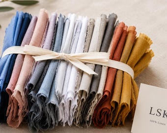 Linen fabric scraps set MAKERS PACK/BOX, 1.1 lbs / 0.5 kg. 100% linen scraps, linen swatches for small project