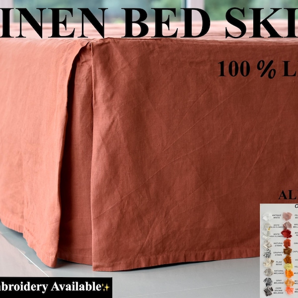 FALDA DE LINO PERSONALIZADA. Faldón de cama de lino a medida. Disponible en tallas queen y king.