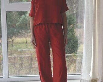 Linen pants & linen top / pants woman / linen top/ linen woman clothing / linen top woman / linen clothing/ linen pants