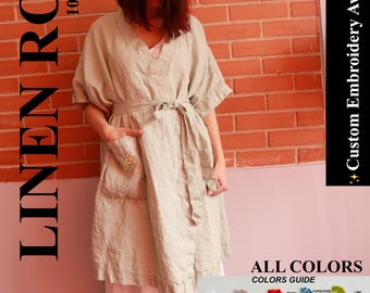 wrap linen robe, LINEN ROBE WOMEN, green linen dress, white linen dress, loose linen dress, womens linen robe, Prolinen