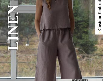 Linen pants & linen top, linen top, pants woman, linen woman clothing, gift for christmas, linen clothing, linen pants