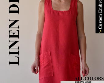 LINEN DRESS, cocktail dress, green dress, black dress, linen dress, wide dress, oversize dress, loose, winter linen dress