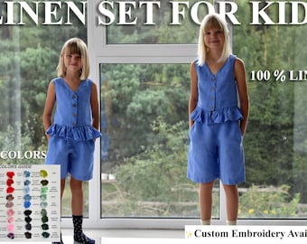 Linen SHORTS & TOP set for kids / top kids / shorts kids / kids linen shorts and top / linen clothing for kids