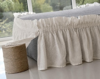 LINEN SKIRT CUSTOM bed skirt bedskirt / linen bed skirt bed skirt / Tailored linen bedskirt. Queen size, king size linen bed valance