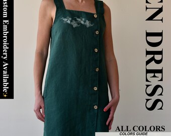 LINEN DRESS, cocktail dress, green dress, black dress, linen dress, wide dress, oversize dress, loose, winter linen dress, summer dress
